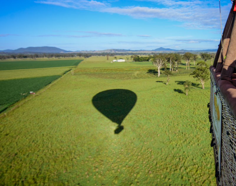 View from the basket across the hinterland