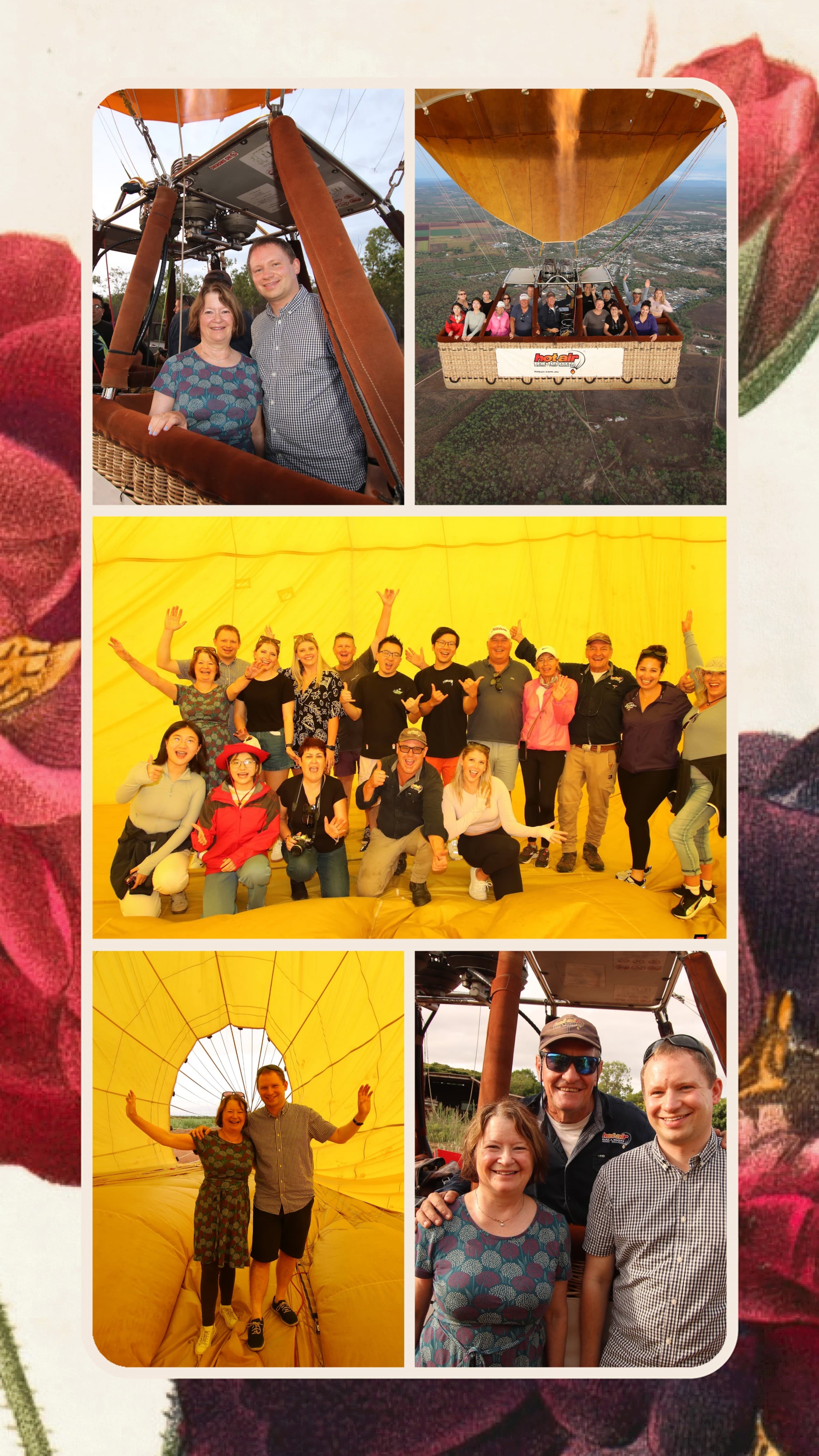 A collage of images from Hot Air Balloon Cairns and Love Travelling Blog