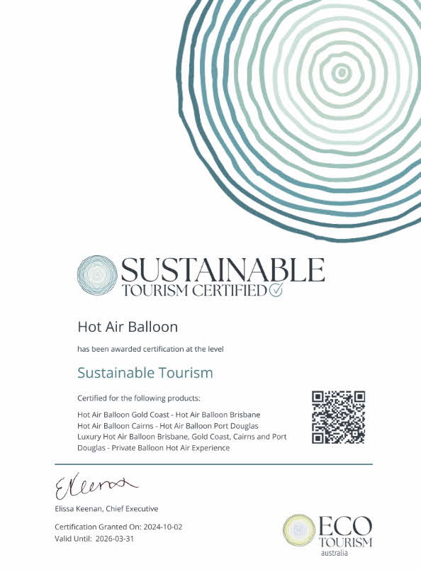 Sustainable Tourism Certificate - Hot Air Balloon