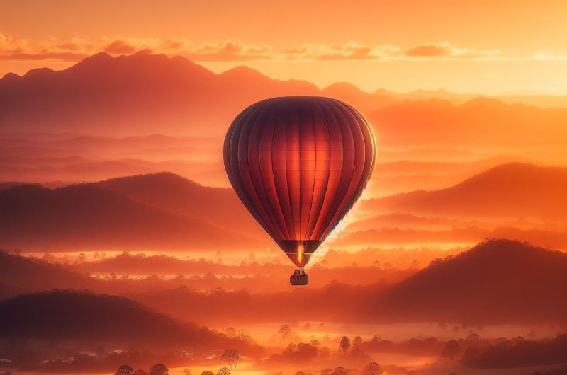 early morning hot air balloon ride