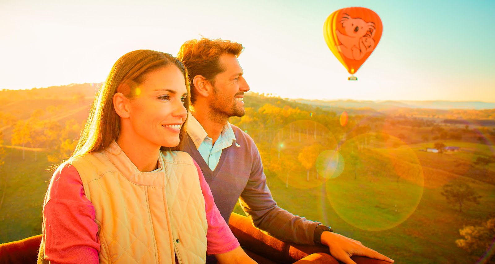 Romance of flying in a hot air balloon on the scenic gold coast hinterland