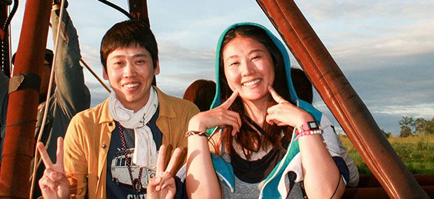 Hot-Air-Balloon-Cairns-Asian-Couple-Happy-Time